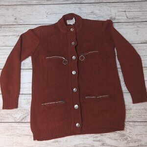 Vintage White Stag Rust Burnt Orange Cardigan With Zippers Size 38